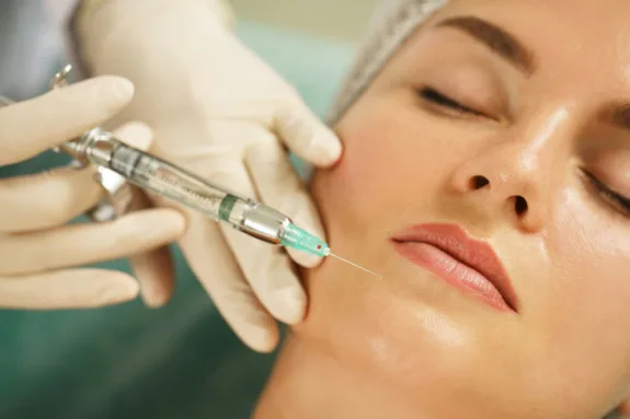 woman at med spa preparing for botox treatment