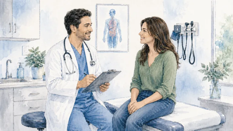 a doctor giving in immigration medical exam